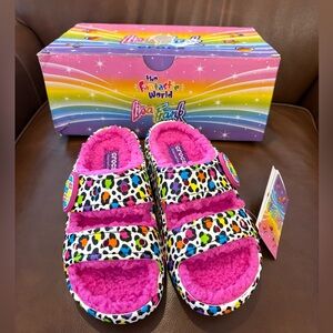 NEW Lisa Frank Crocs Slides Sandals Fuzzy Leopard Women 4 HTF (Fit like youth 2)